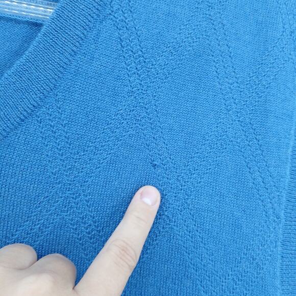 Club Room Blue Merino Wool Pull Over Sweater Vest Mens LG Old Money Minimalist - Picture 2 of 7